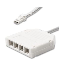 Plug&Play-F 4-fach Verteiler (1 Male-Stecker an 4 Female-Buchsen), 2-polig, max. 3,5A, weiß, 30cm