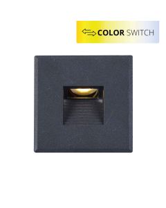 LED Treppenbeleuchtung, schwarz, 230V, 3W, ColorSwitch, eckig, IP44, inkl. Einputzdose