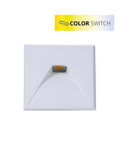 LED Treppenbeleuchtung, weiß, 230V, 3W, ColorSwitch, eckig, IP44, inkl. Einputzdose